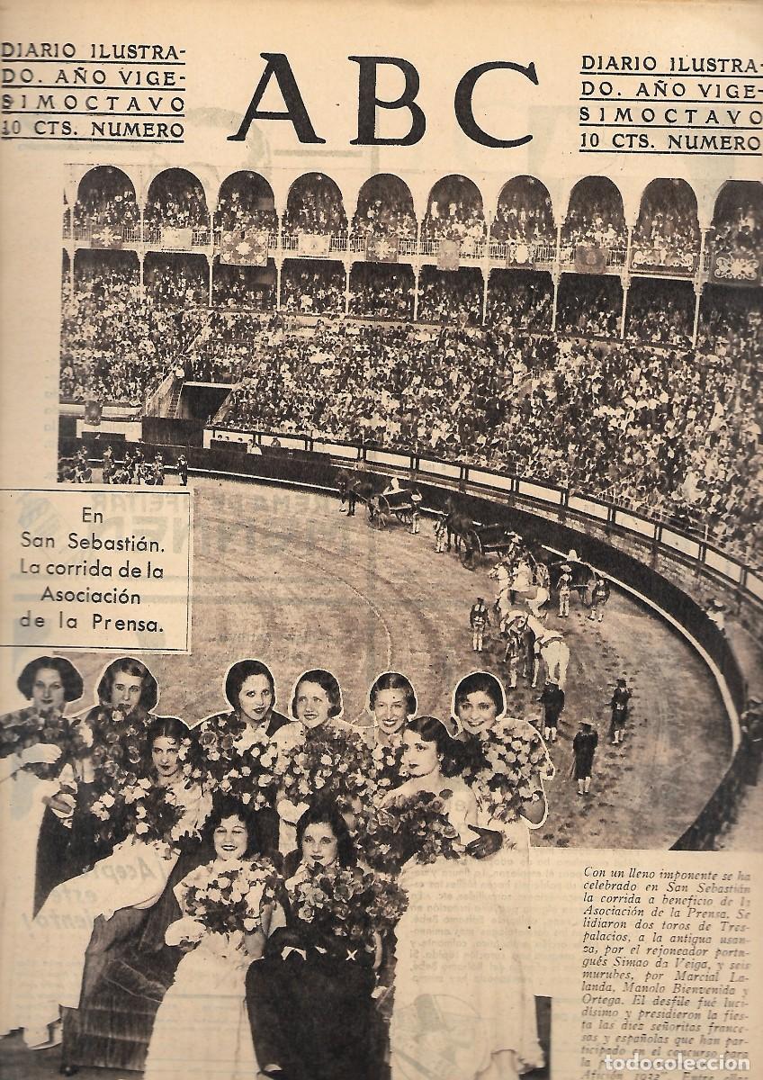 Coleccionismo de Revistas y Peri&oacute;dicos: PERIODICO ABC MADRID-SEVILLA 27 DE JULIO DE 1932 N&ordm;9206 CORRIDA EN SAN SEBASTIAN.A-ABC-0304