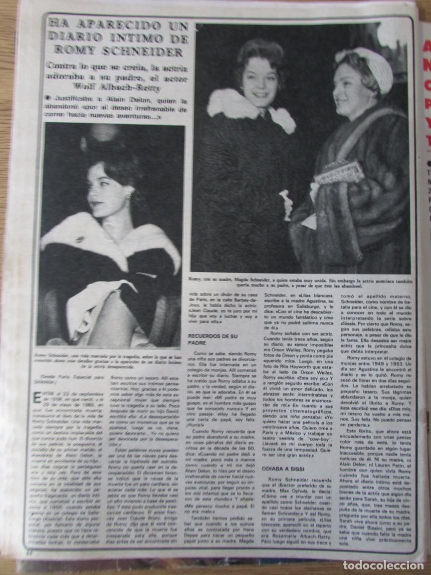 Coleccionismo de Revistas y Peri&oacute;dicos: RECORTE REVISTA SEMANA 2221 1982 ROMY SCHNEIDER