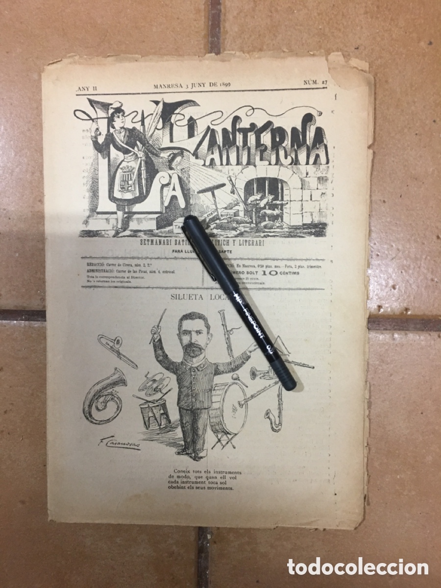 Coleccionismo de Revistas y Peri&oacute;dicos: 1899 3/6 MANRESA ''LA LLANTERNA'' n&ordm; 27 IL.LUSTRAT PER F. CASANOVAS