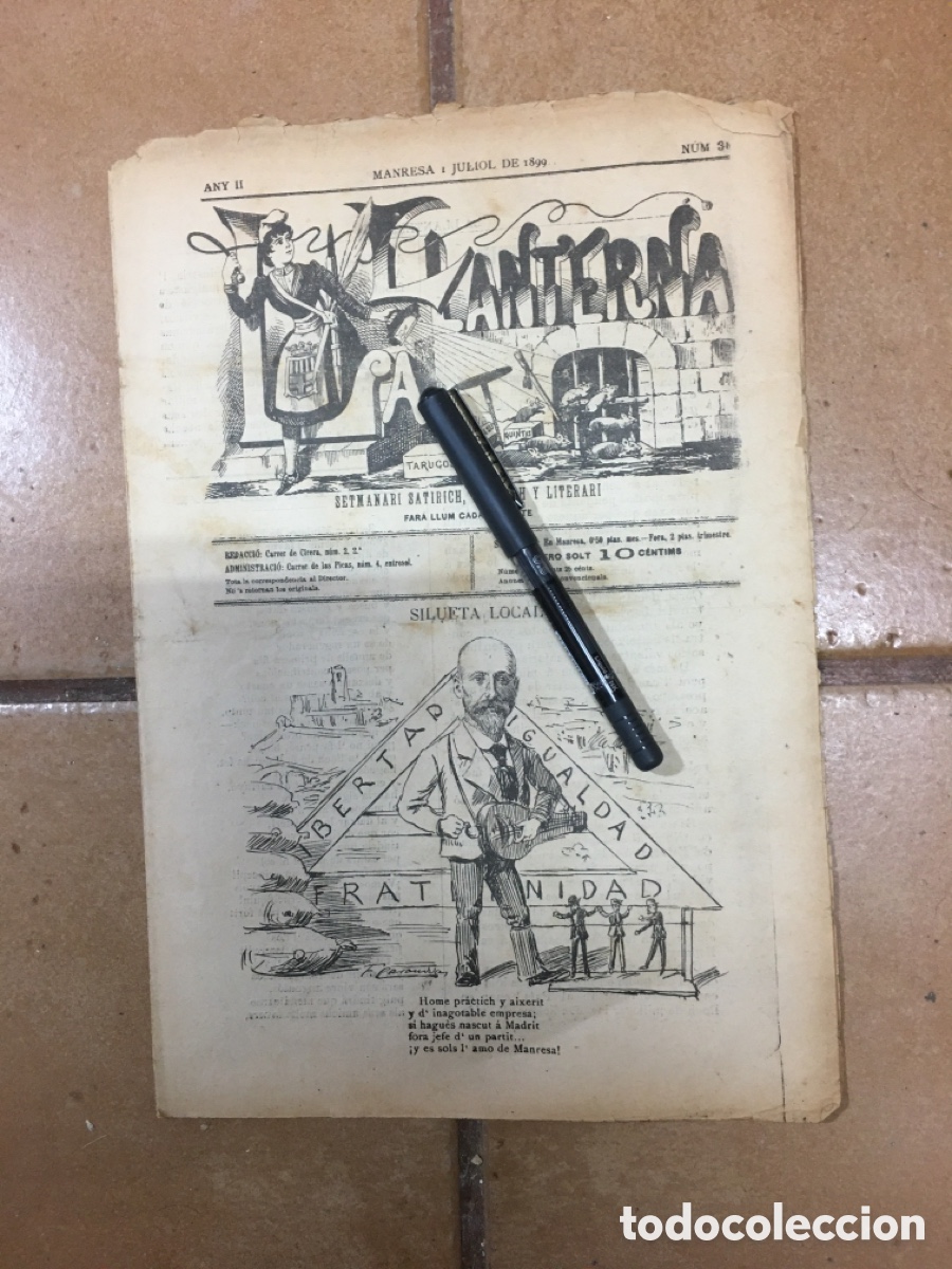 Coleccionismo de Revistas y Peri&oacute;dicos: 1899 1/7 &iquest;? -- MANRESA ''LA LLANTERNA'' n&ordm; 34 IL.LUSTRAT PER F. CASANOVAS