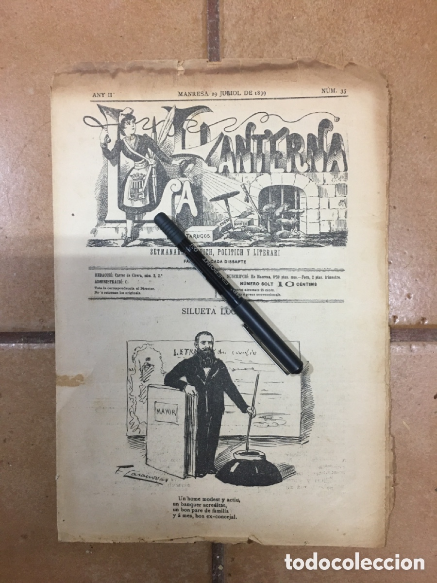 Coleccionismo de Revistas y Peri&oacute;dicos: 1899 29/7 -- MANRESA ''LA LLANTERNA'' n&ordm; 35 IL.LUSTRAT PER F. CASANOVAS