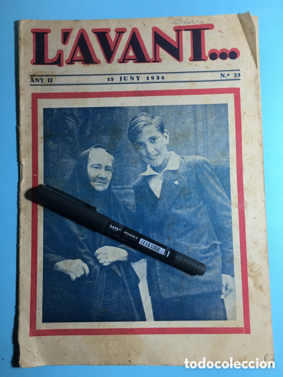 Collectionnisme de Revues et Journaux: 1934 15/6 n&ordm; 33 'L'AVANT' ORGAN DE L'AVANTGUARDISME DE LA F.J.C. DE C. (JOVES CATOLICS DE CATALUNYA)