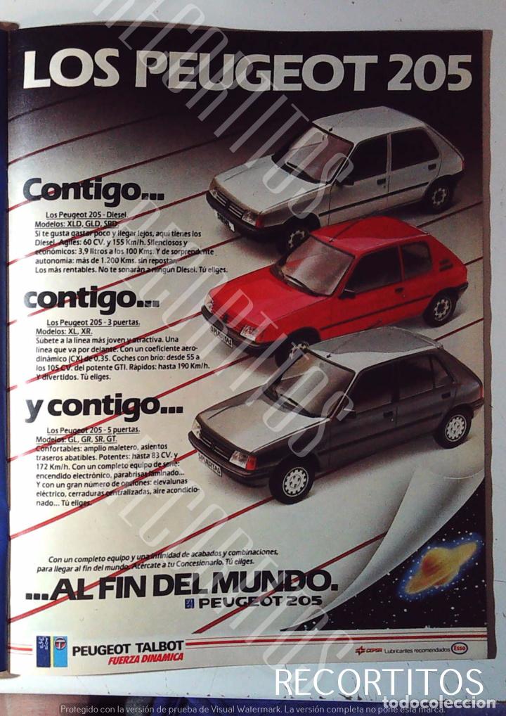 Coleccionismo de Revistas y Peri&oacute;dicos: PEUGEOT 205 ANUNCIO PUBLICIDAD