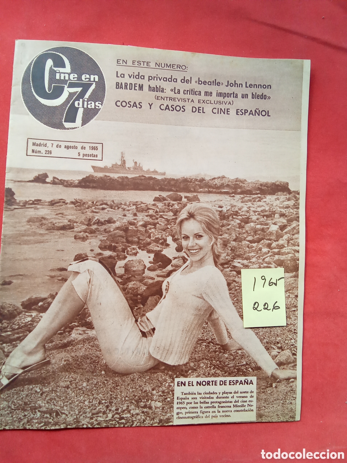 Colecionismo de Revistas e Jornais: CINE EN 7 D&Iacute;AS . N&deg;226. FECHA : 1965 / /.1/8