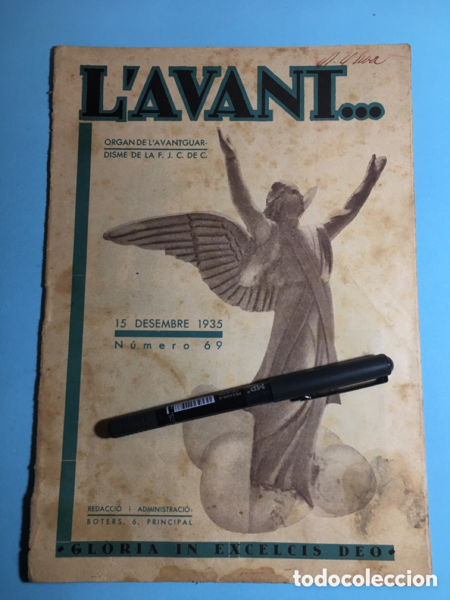 Sammeln von Zeitschriften und Zeitungen: 1935 15/12 n&ordm;69 'L'AVANT' ORGAN DE L'AVANTGUARDISME DE LA F.J.C. DE C. (JOVES CATOLICS DE CATALUNYA)