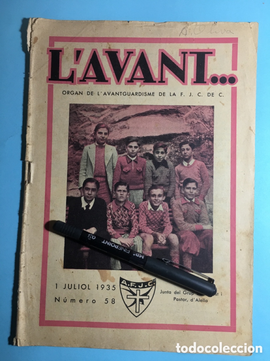 Sammeln von Zeitschriften und Zeitungen: 1935 1/7 n&ordm;58 'L'AVANT' ORGAN DE L'AVANTGUARDISME DE LA F.J.C. DE C. (JOVES CATOLICS DE CATALUNYA)