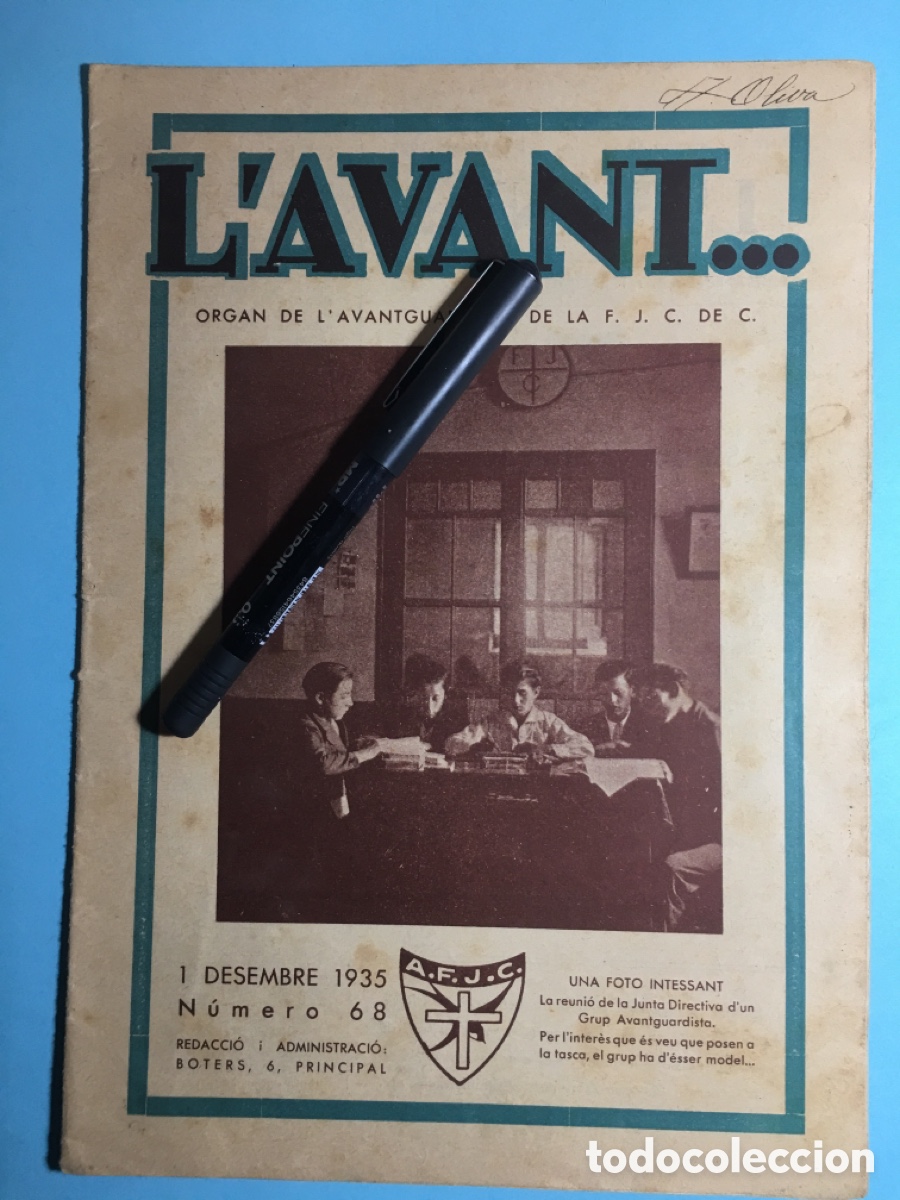 Sammeln von Zeitschriften und Zeitungen: 1935 1/12 n&ordm;68 'L'AVANT' ORGAN DE L'AVANTGUARDISME DE LA F.J.C. DE C. (JOVES CATOLICS DE CATALUNYA)