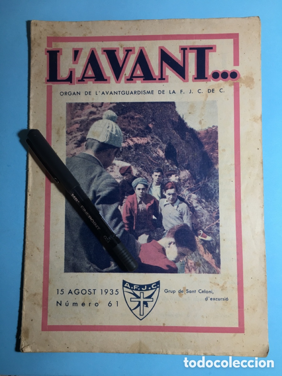 Sammeln von Zeitschriften und Zeitungen: 1935 15/8 n&ordm;61 'L'AVANT' ORGAN DE L'AVANTGUARDISME DE LA F.J.C. DE C. (JOVES CATOLICS DE CATALUNYA)