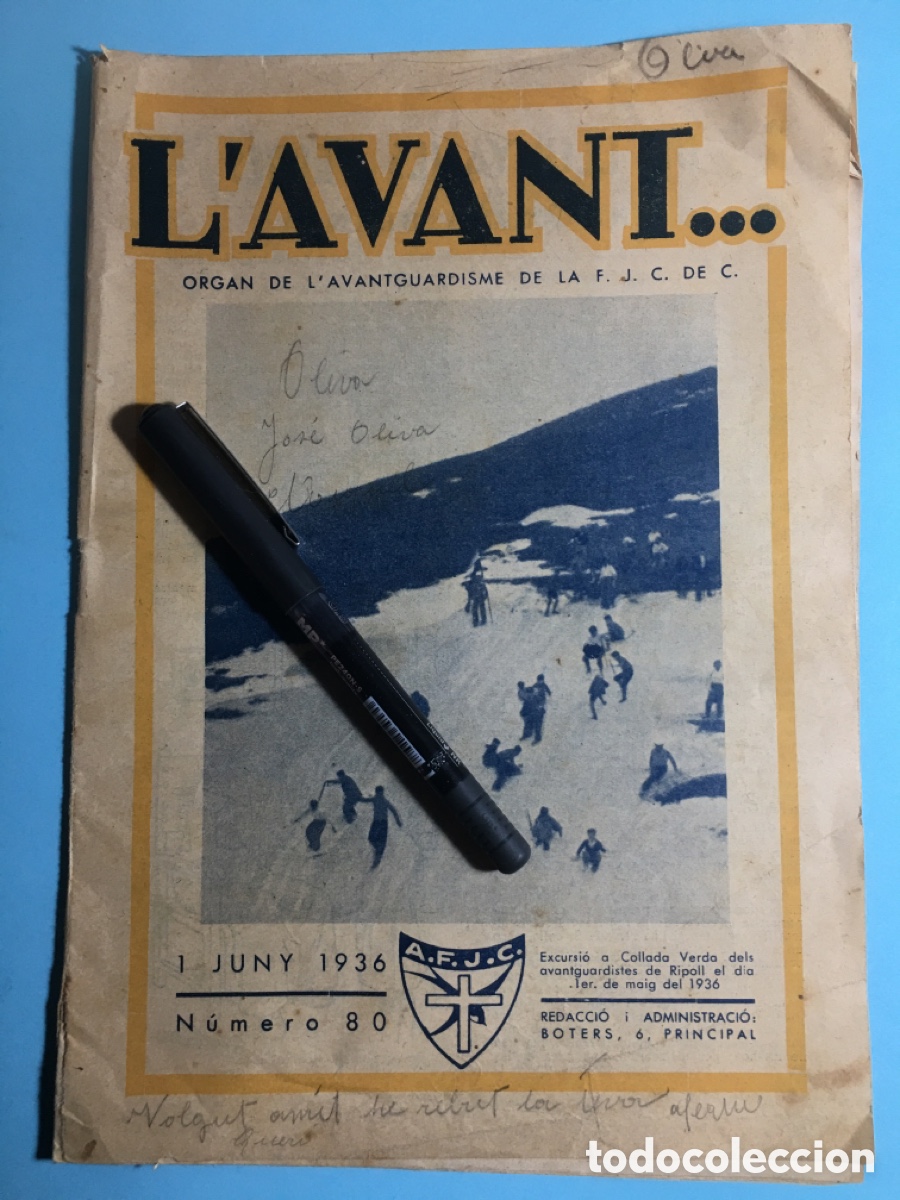 Sammeln von Zeitschriften und Zeitungen: 1936 1/6 n&ordm; 80 'L'AVANT' ORGAN DE L'AVANTGUARDISME DE LA F.J.C. DE C. (JOVES CATOLICS DE CATALUNYA)
