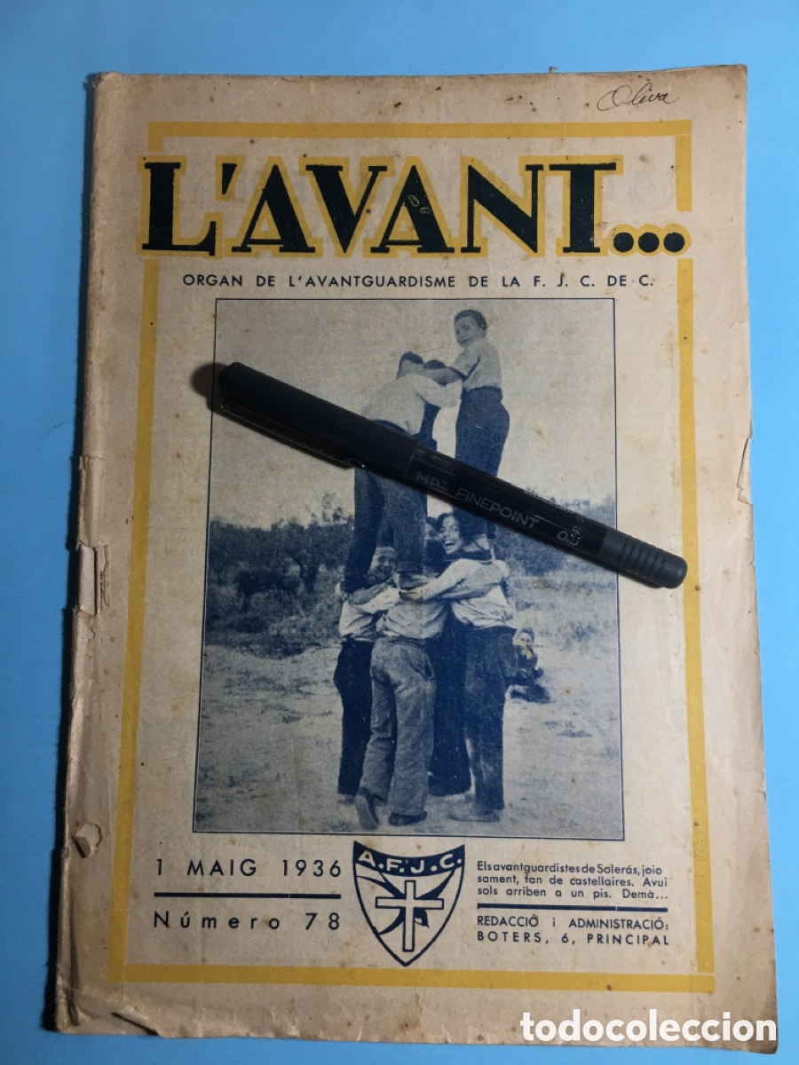 Sammeln von Zeitschriften und Zeitungen: 1936 1/5 n&ordm; 78 'L'AVANT' ORGAN DE L'AVANTGUARDISME DE LA F.J.C. DE C. (JOVES CATOLICS DE CATALUNYA)