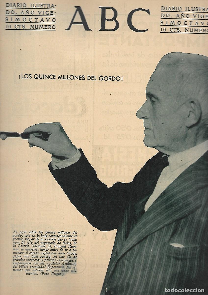 Coleccionismo de Revistas y Peri&oacute;dicos: PERIODICO ABC MADRID-SEVILLA 24 DE DICIEMBRE 1932 N&ordm;9239 LOS QUINCE MILLONES DEL GORDO.A-ABC-0323