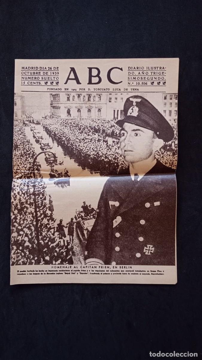 Coleccionismo de Revistas y Peri&oacute;dicos: FACS&Iacute;MIL DIARIO ABC. MADRID, D&Iacute;A 26 DE OCTUBRE DE 1939. N&Uacute;MERO SUELTO. A&Ntilde;O TRIGESIMOSEGUNDO N&ordm;10.506