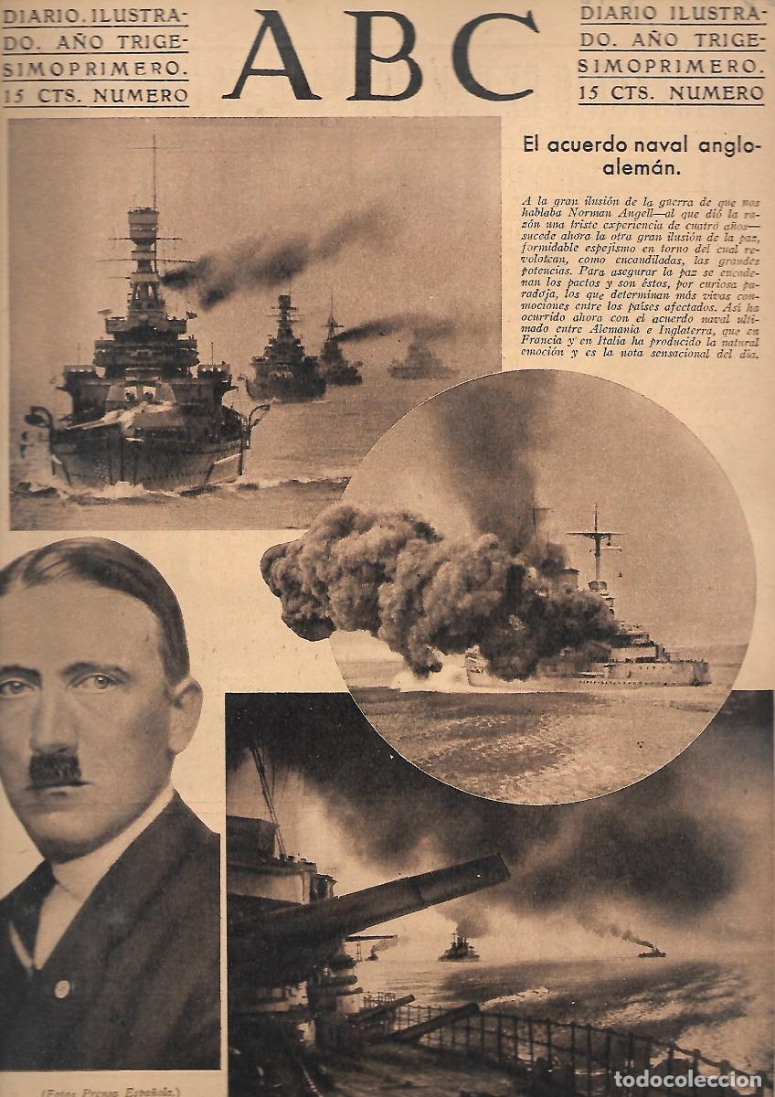 Coleccionismo de Revistas y Peri&oacute;dicos: PERIODICO ABC MADRID-SEVILLA 21 DE JUNIO DE 1935 N&ordm; 10008 ACUERD NAVAL ANGLO-ALEMAN.A-ABC-0328