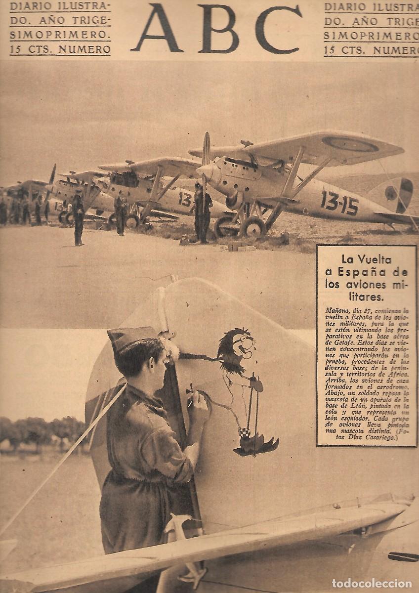 Coleccionismo de Revistas y Peri&oacute;dicos: PERIODICO ABC MADRID-SEVILLA 27 DE JUNIO DE 1935 LA VUELTA A ESPA&Ntilde;A DE AVIONES MILITARES.A-ABC-0331