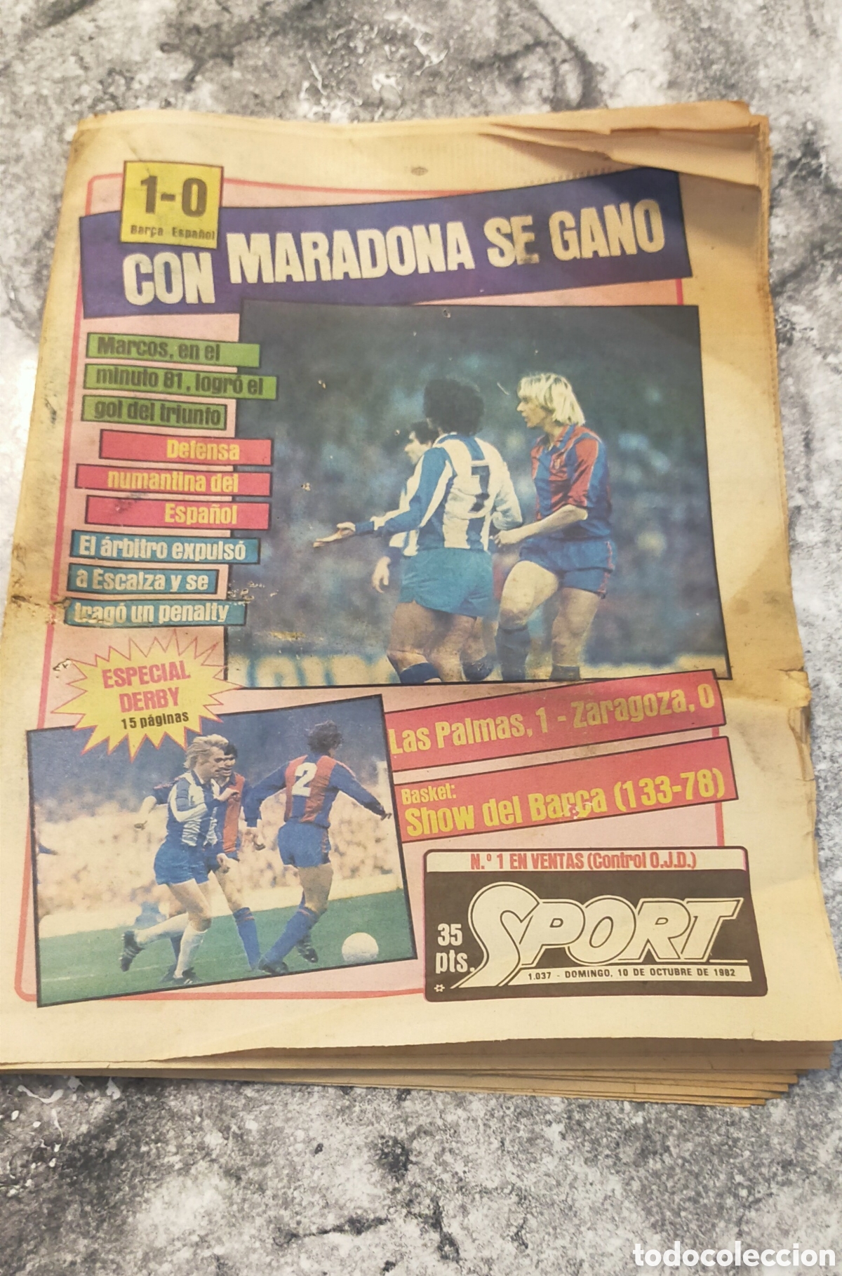 Coleccionismo de Revistas y Peri&oacute;dicos: Peri&oacute;dico Sport, Diego Armando Maradona 1982