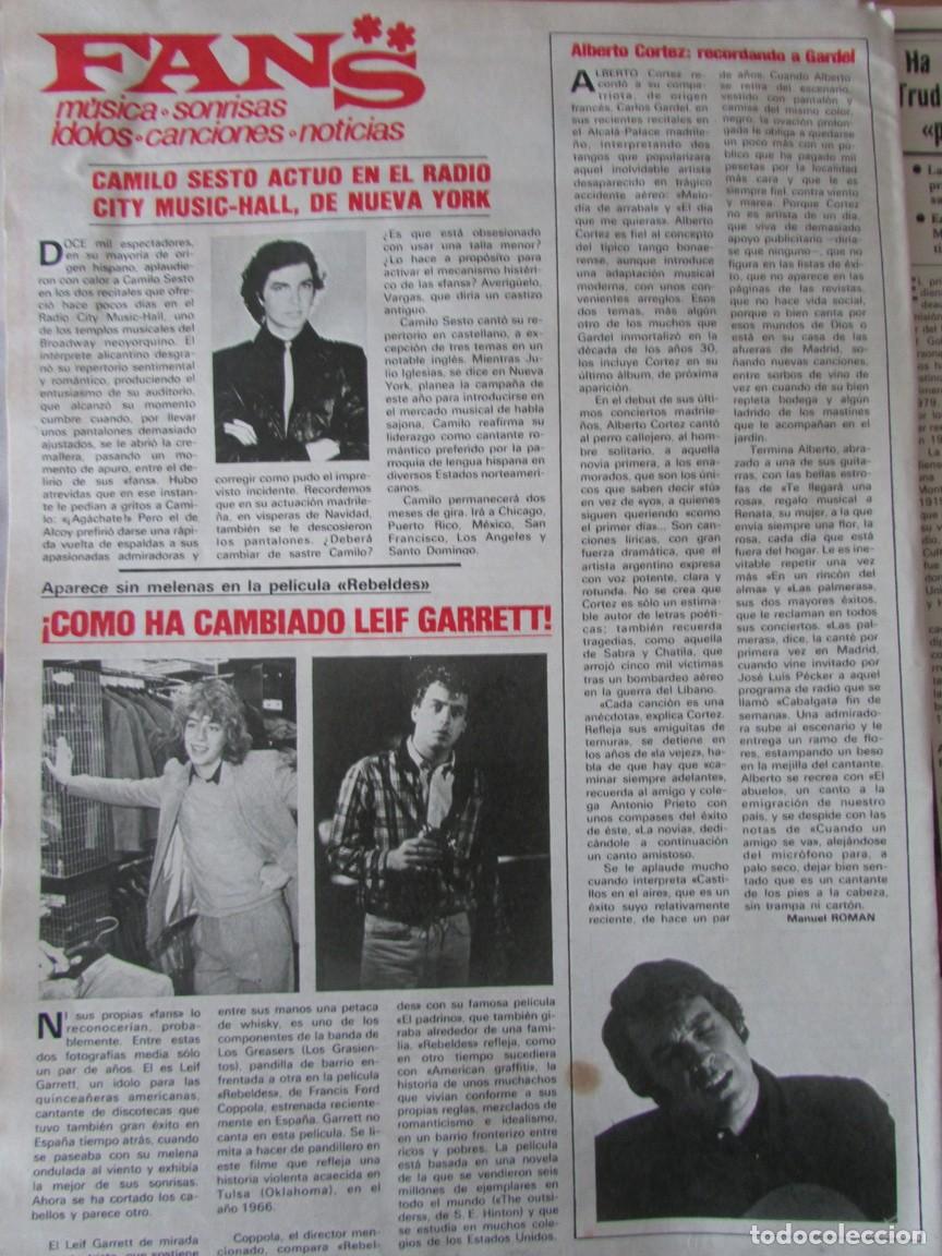 Coleccionismo de Revistas y Peri&oacute;dicos: RECORTE REVISTA SEMANA 2301 1984 CAMILO SESTO, LEIF GARRETT, ALBERTO CORTEZ