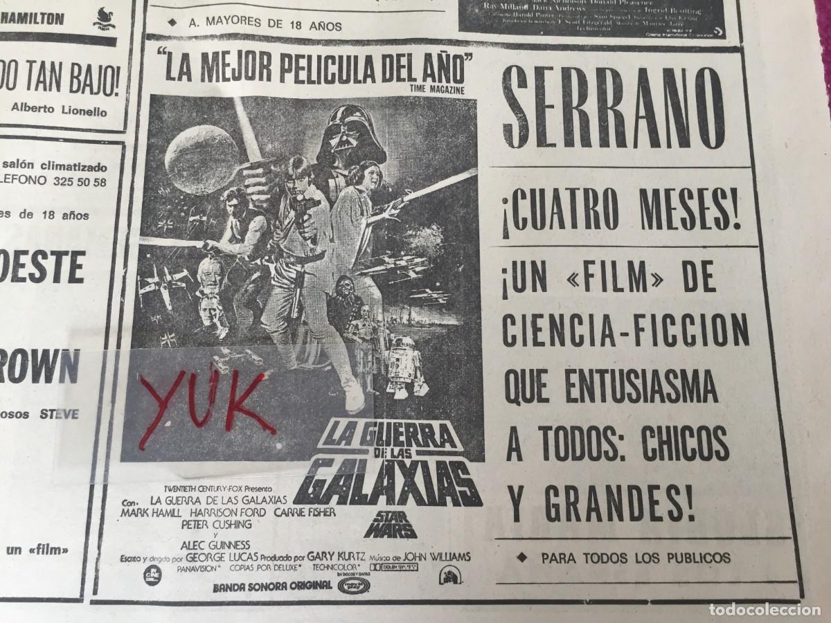 Coleccionismo de Revistas y Peri&oacute;dicos: 4&ordm; MES DE LA GUERRA DE LAS GALAXIAS STAR WARS-EMMANUELLE-BILITIS ... PERIODICO HOJA LUNES 13-2-1978