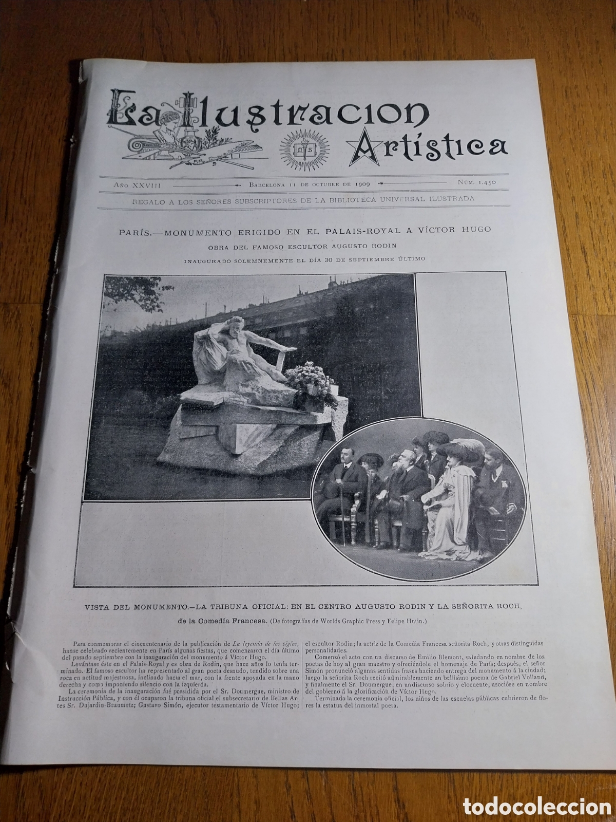 Coleccionismo de Revistas y Peri&oacute;dicos: REVISTA 1909 MONUMENTO VICTOR HUGO.LA CAMPA&Ntilde;A DE MELILLA.LAS CATARATAS DE IGUAZ&Uacute;.ODALISCAS EN VIENA