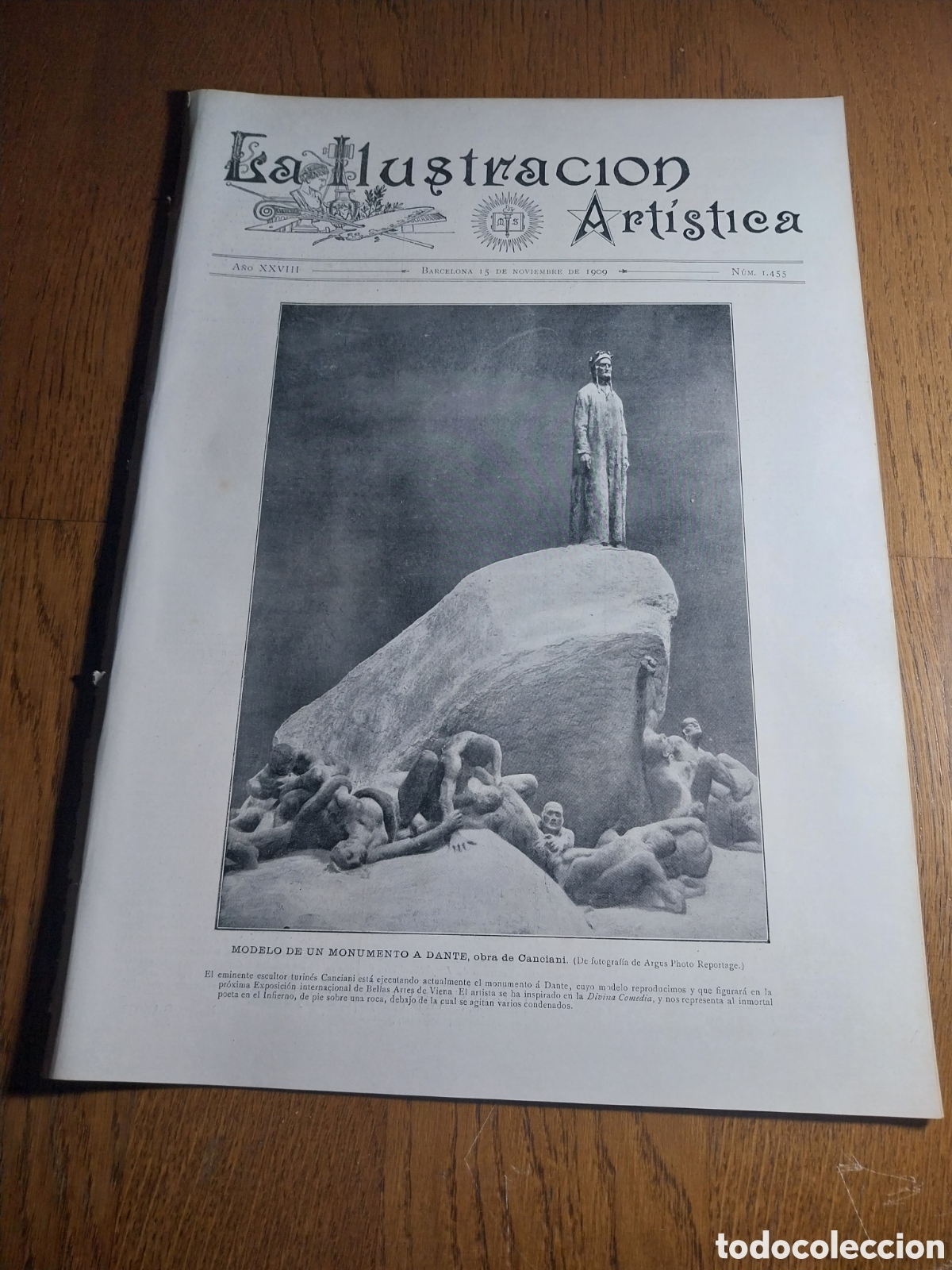Sammeln von Zeitschriften und Zeitungen: REVISTA 1909 MONUMENTO A DANTE. EXPOSICION REGIONAL VALENCIANA. MANUEL II DE PORTUGAL EN MADRID.