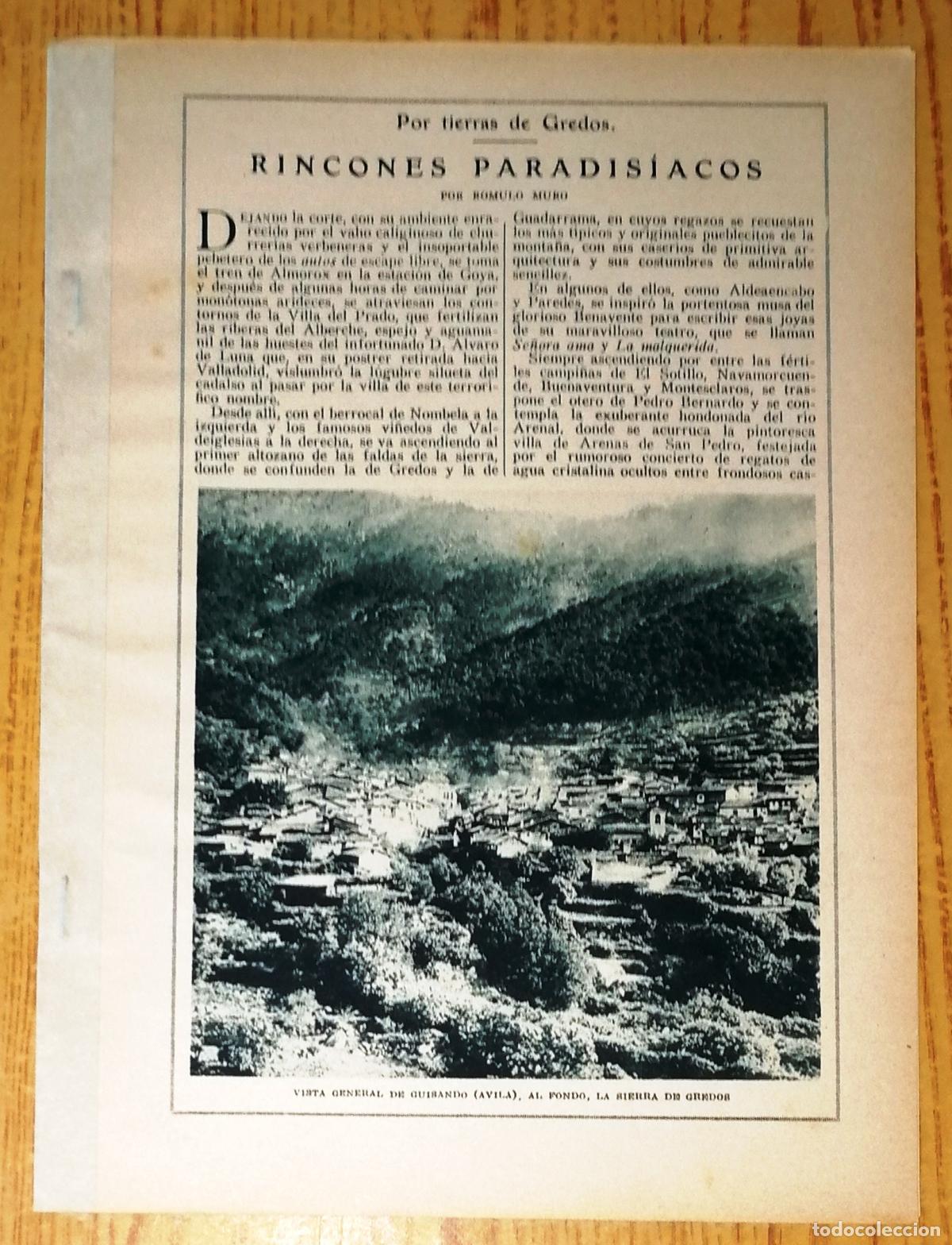Coleccionismo de Revistas y Peri&oacute;dicos: RINCONES PARADIS&Iacute;ACOS: Por tierras de Gredos [SEPARATA BLANCO Y NEGRO septiembre 1925] / R&oacute;mulo Muro
