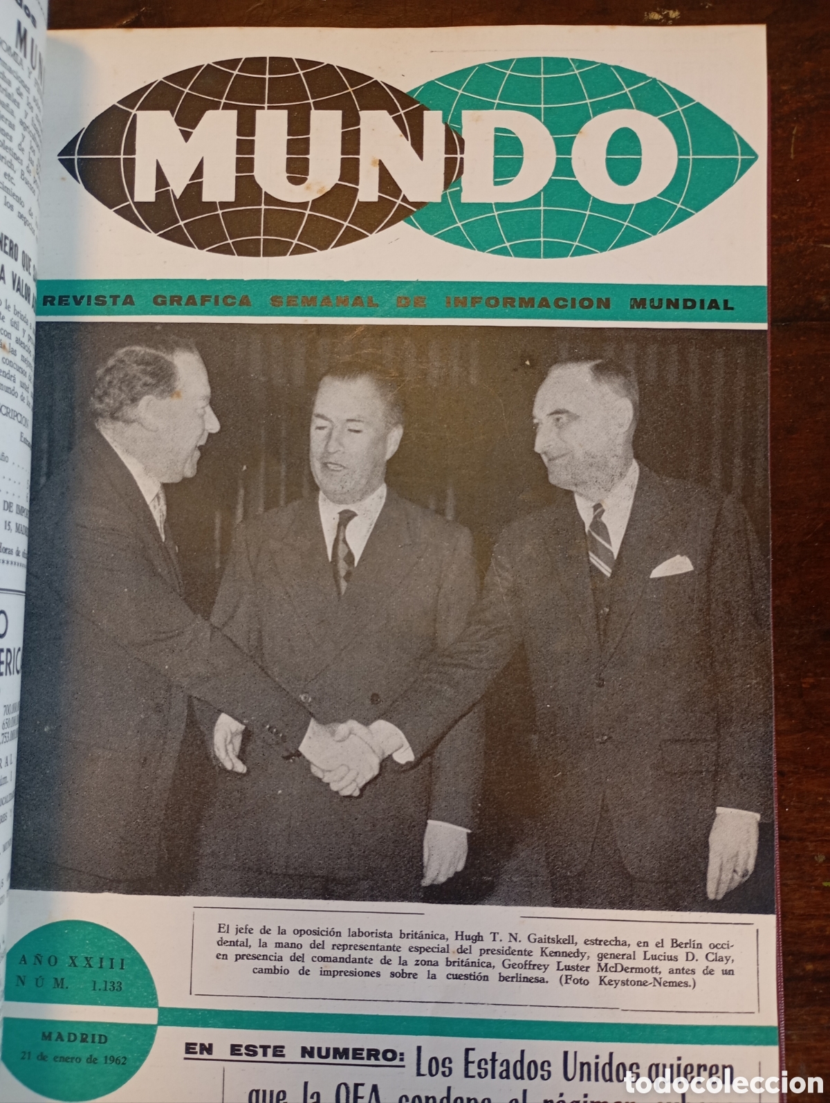 Coleccionismo de Revistas y Peri&oacute;dicos: Antigua revista Mundo 1962 Enero/abril tomo encuadernado