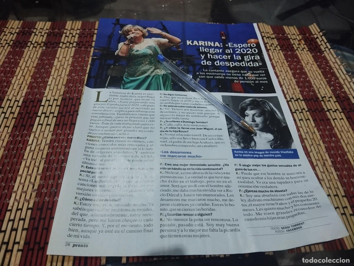 Coleccionismo de revistas y peri&oacute;dicos: CANTANTE KARINA RECORTE REVISTA 2019