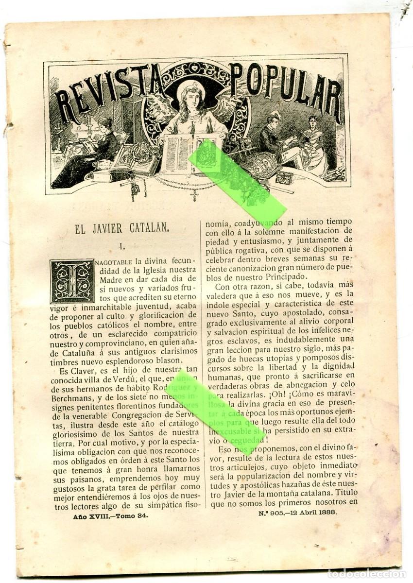 Collezionismo di Riviste e Giornali: REVISTA A&Ntilde;O 1888 SANT PERE CLAVER SAN PEDRO VERDU EL PAPA Y LA MASONERIA COMPA&Ntilde;IA DE JESUS FILIPINAS