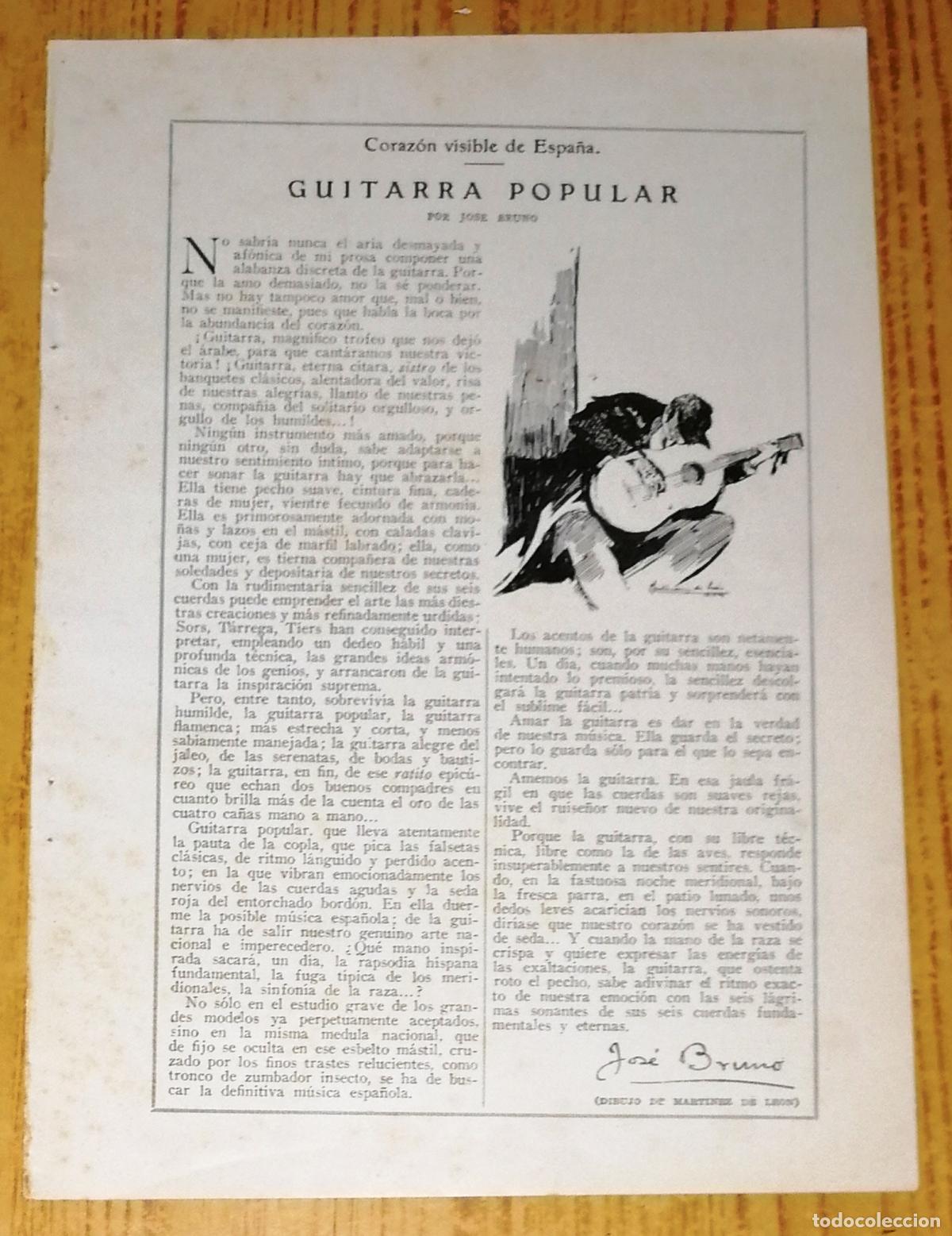 Colecionismo de Revistas e Jornais: GUITARRA POPULAR : Coraz&oacute;n visible de Espa&ntilde;a [SEPARATA de BLANCO Y NEGRO, mayo 1925] / Jos&eacute; Bruno