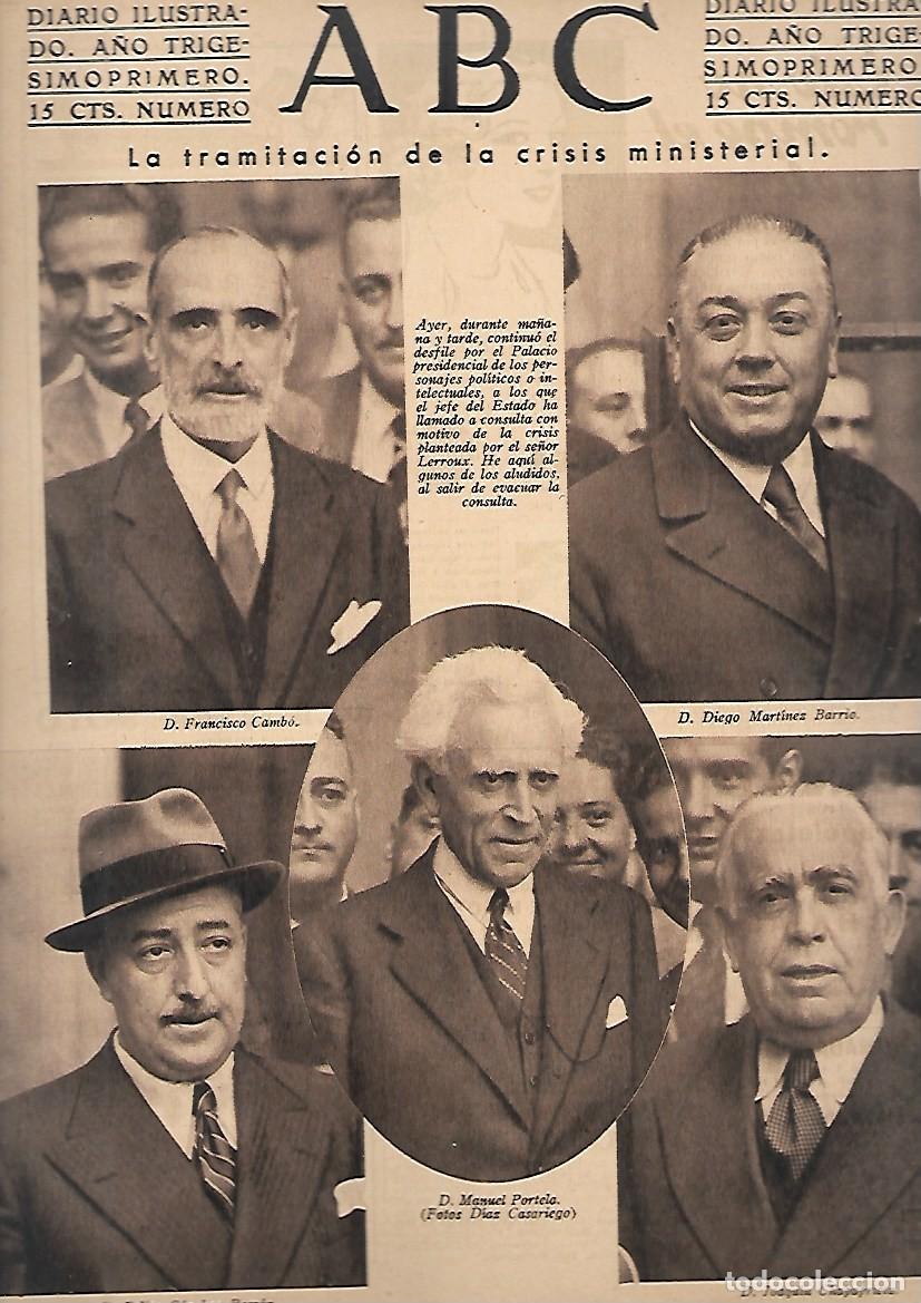 Coleccionismo de Revistas y Peri&oacute;dicos: PERIODICO ABC MADRID-SEVILLA 24 DE SEPTIEMBRE DE 1935 N&ordm;10088 TRAMITACION CRISIS.A-ABC-0375 ,2