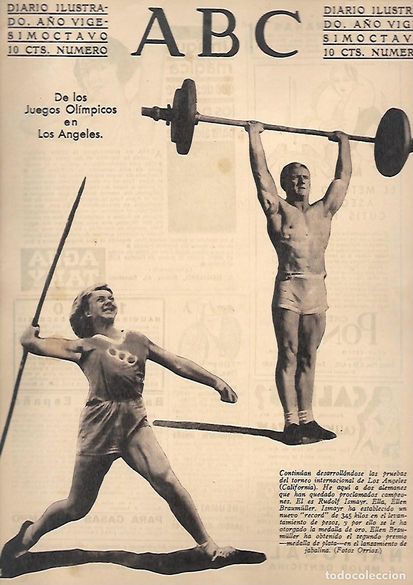 Coleccionismo de Revistas y Peri&oacute;dicos: PERIODICO ABC MADRID-SEVILLA 9 DE AGOSTO DE 1932 N&ordm;9217 JUEGOS OLIMPICOS DE LOS ANGELES.A-ABC-0392