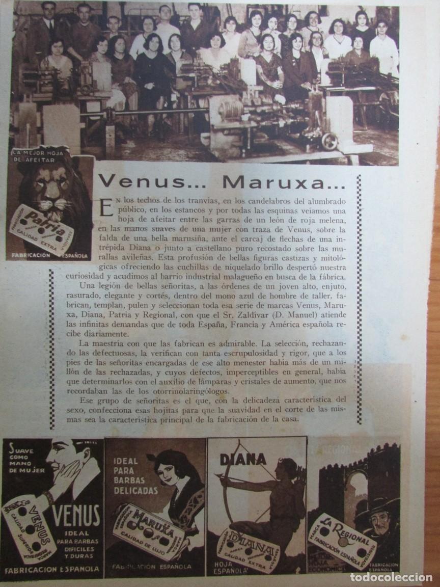 Coleccionismo de Revistas y Peri&oacute;dicos: RECORTE BLANCO Y NEGRO. 1933 HOJAS AFEITAR VENUS, MARUXA, DIANA, LA REGIONAL. M&Aacute;LAGA