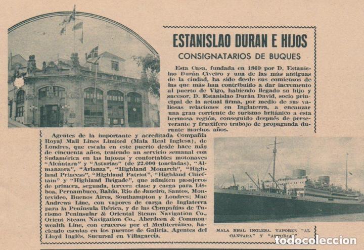 Coleccionismo de revistas y peri&oacute;dicos: * VIGO * Publicidad consignatario de buques Estanislao Dur&aacute;n e hijos - 1933
