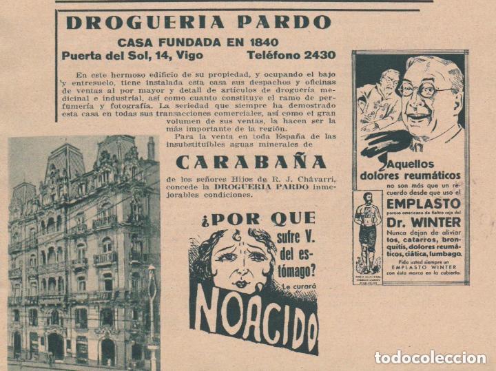 Coleccionismo de revistas y peri&oacute;dicos: * VIGO * Publicidad droguer&iacute;a Pardo. - 1933