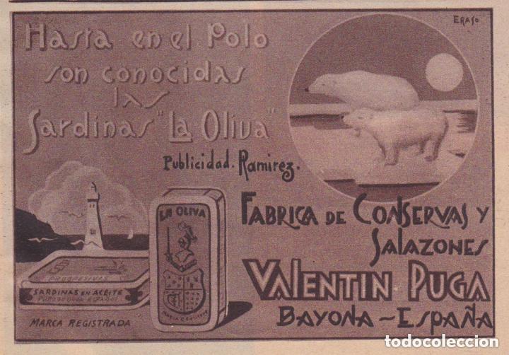 Coleccionismo de revistas y peri&oacute;dicos: * VIGO * Publicidad f&aacute;brica de conservas y salazones VALENT&Iacute;N PUGA - 1933