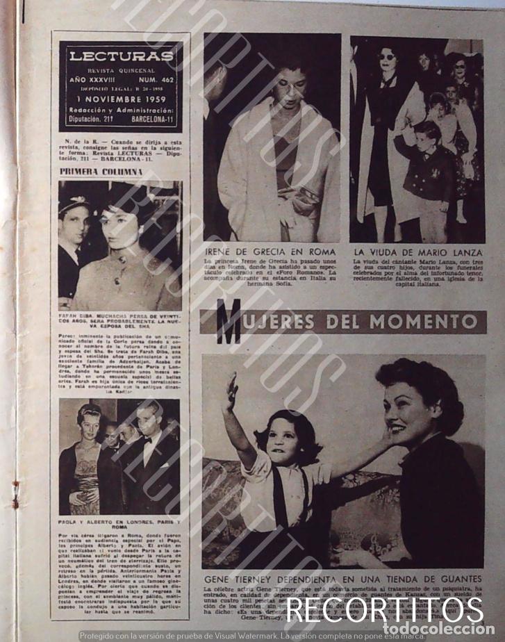Collection Magazines and Newspapers: GENE TIERNEY MARIO LANZA IRENE DE GRECIA FARAH DIBA PAOLA DE LIETJA