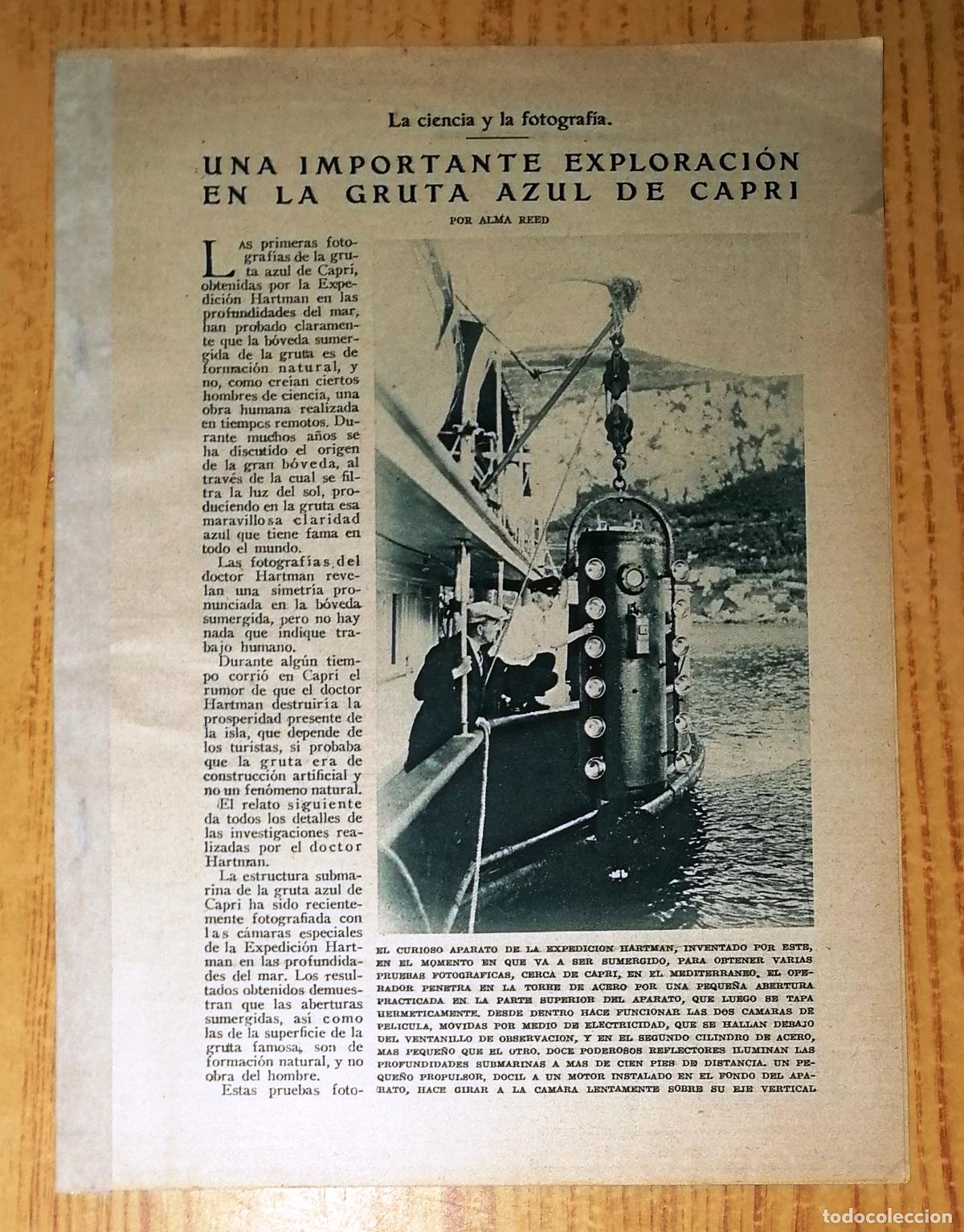 Colecionismo de Revistas e Jornais: IMPORTANTE EXPLORACI&Oacute;N EN LA GRUTA AZUL DE CAPRI [SEPARATA BLANCO Y NEGRO enero 1926] / Alma Reed