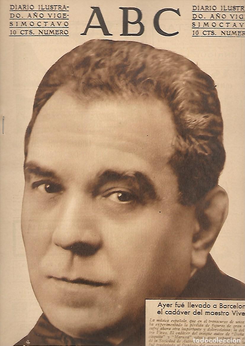 Coleccionismo de Revistas y Peri&oacute;dicos: PERIODICO ABC MADRID-SEVILLA 4 DE DICIEMBRE DE 1932 N&ordm; 9222 CADAVER MAESTRO VIVES.A-ABC-0395