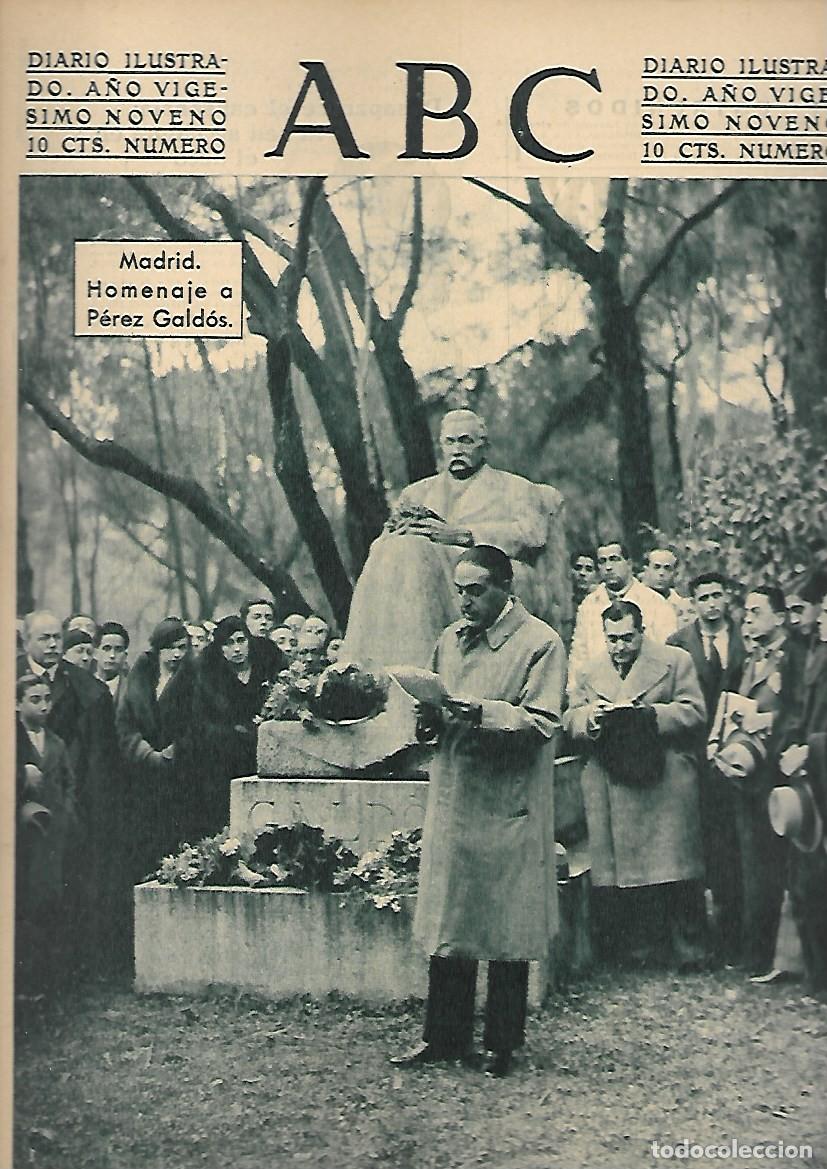 Coleccionismo de Revistas y Peri&oacute;dicos: PERIODICO ABC MADRID-SEVILLA 6 DE ENERO DE 1933 N&ordm;9250 HOMENAJE A PEREZ GALDOS.A-ABC-0403