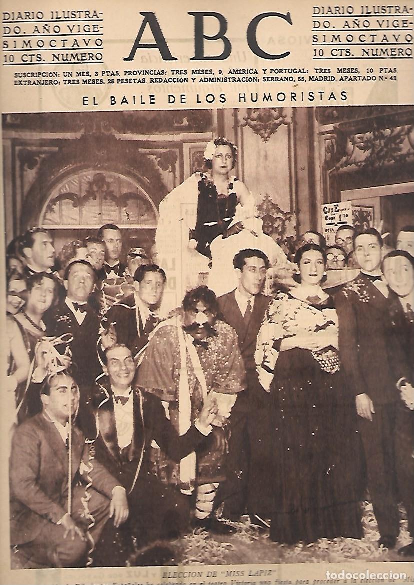 Coleccionismo de Revistas y Peri&oacute;dicos: PERIODICO ABC MADRID-SEVILLA 10 DE FEBRERO DE 1932 N&ordm; 9064 ELECCION DE MISS LAPIZ.A-ABC-0413