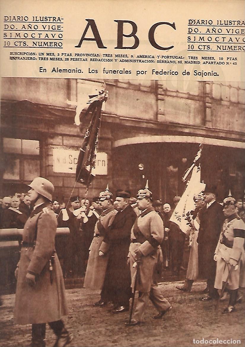 Coleccionismo de Revistas y Peri&oacute;dicos: PERIODICO ABC MADRID-SEVILLA 27 DE FEBRERO DE 1932 N&ordm;9079 FUNERAL DE FEDERICO DE SAJONIA.A-ABC-0414