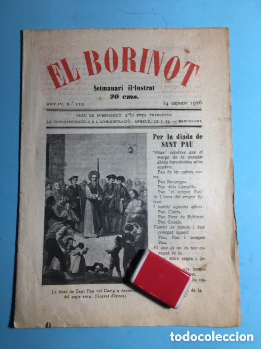 Coleccionismo de revistas y peri&oacute;dicos: 1926 14/1 No. 112 &lsquo;&rsquo;EL BORINOT&rsquo;&rsquo; SETMANARI IL.LUSTRAT BARCELONA