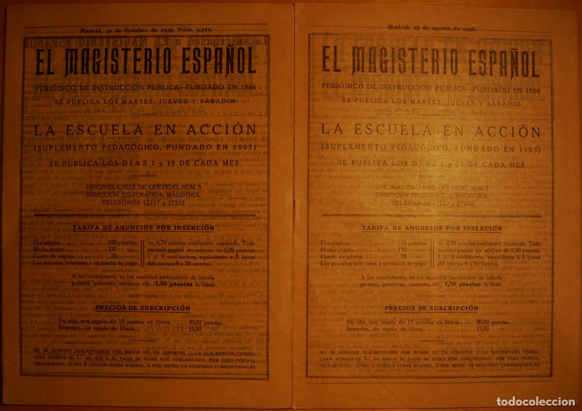 Coleccionismo de Revistas y Peri&oacute;dicos: 20 ejemplares revista Magisterio Espa&ntilde;ol, LA ESCUELA EN ACCION