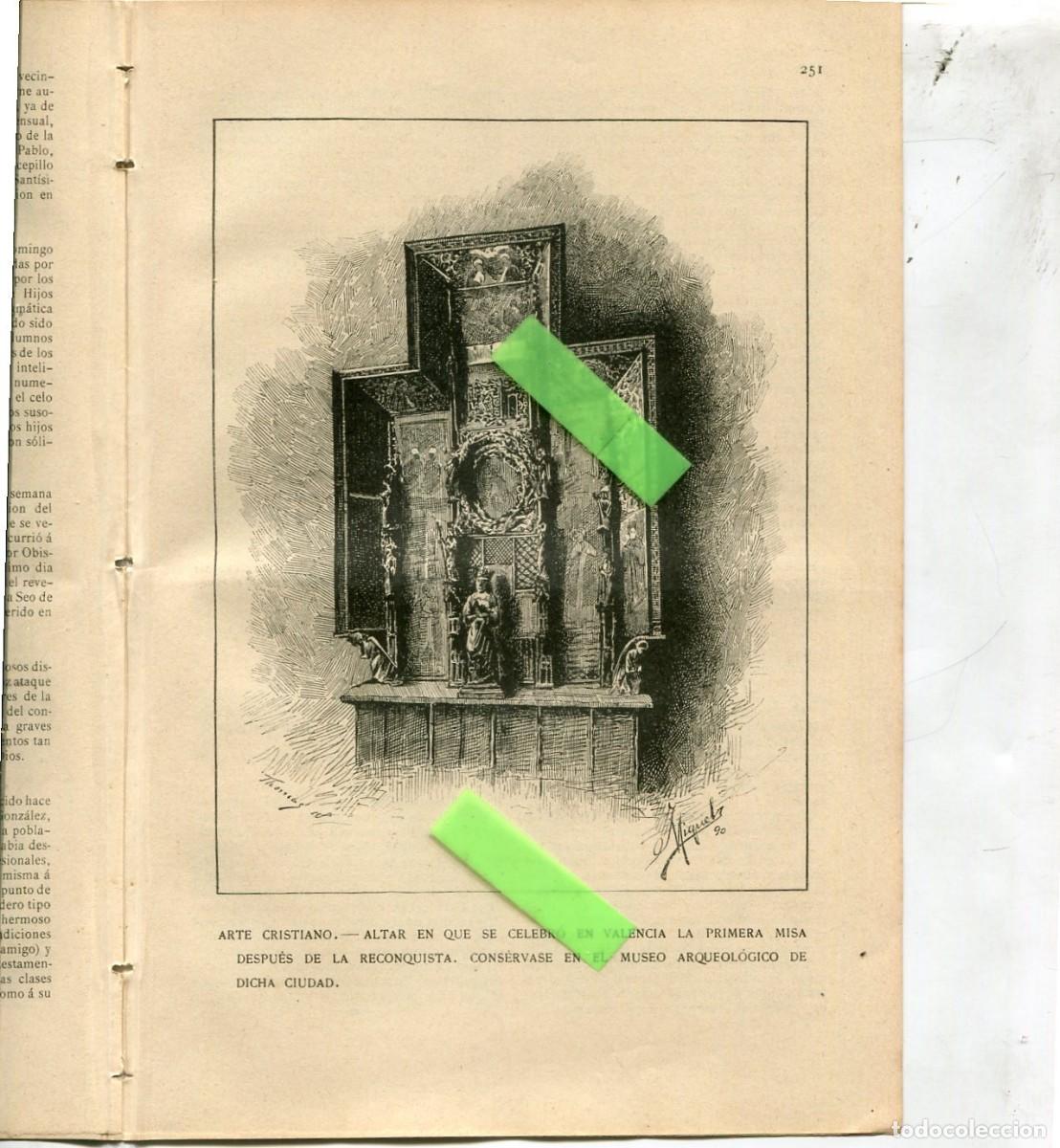 Coleccionismo de Revistas y Peri&oacute;dicos: REVISTA A&Ntilde; 1890 ILUSTRACION PRIMER ALTAR DONDE SE CELEBRO MISA EN LA RECONQUISTA DE VALENCIA ELORRI