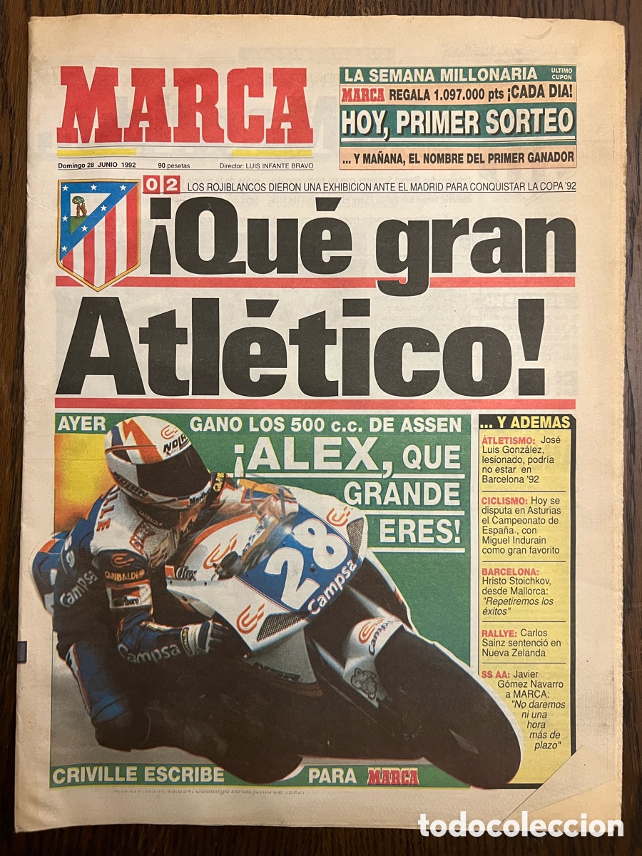 Coleccionismo de revistas y peri&oacute;dicos: DIARIO PERIODICO MARCA JUNIO 1992 * QUE GRAN ATLETICO * MICHAEL JORDAN