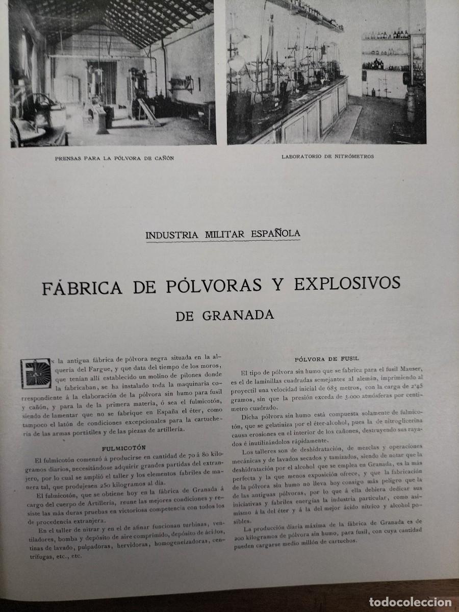Coleccionismo de revistas y peri&oacute;dicos: FABRICA DE POLVORAS Y EXPLOSIVOS DE GRANADA INDUSTRIA MILITAR ESPA&Ntilde;OLA HOJA A&Ntilde;O 1905