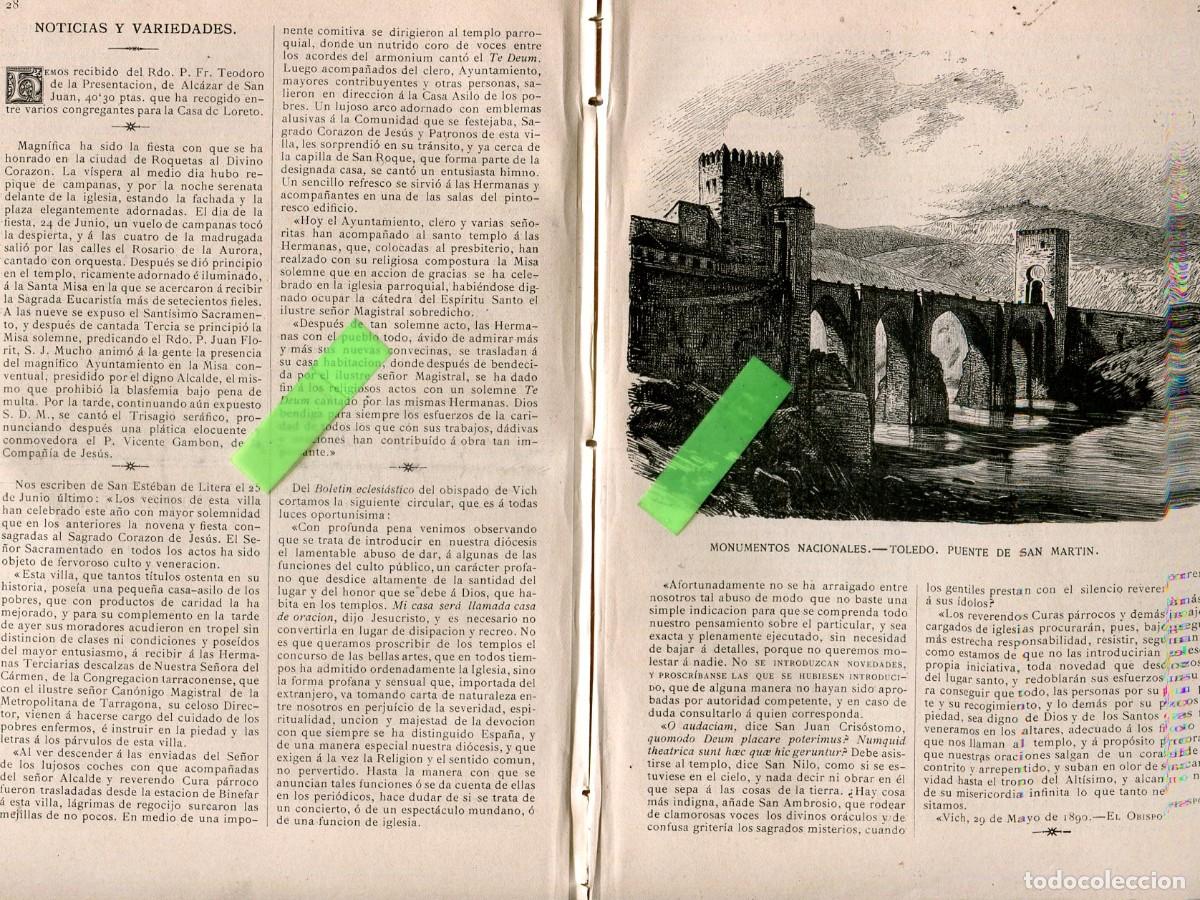 Sammeln von Zeitschriften und Zeitungen: REVISTA A&Ntilde;O 1890 ILUSTRACION PUENTE DE SAN MARTIN TOLEDO ROQUETAS SAN ESTEBAN DE LITERA VIC