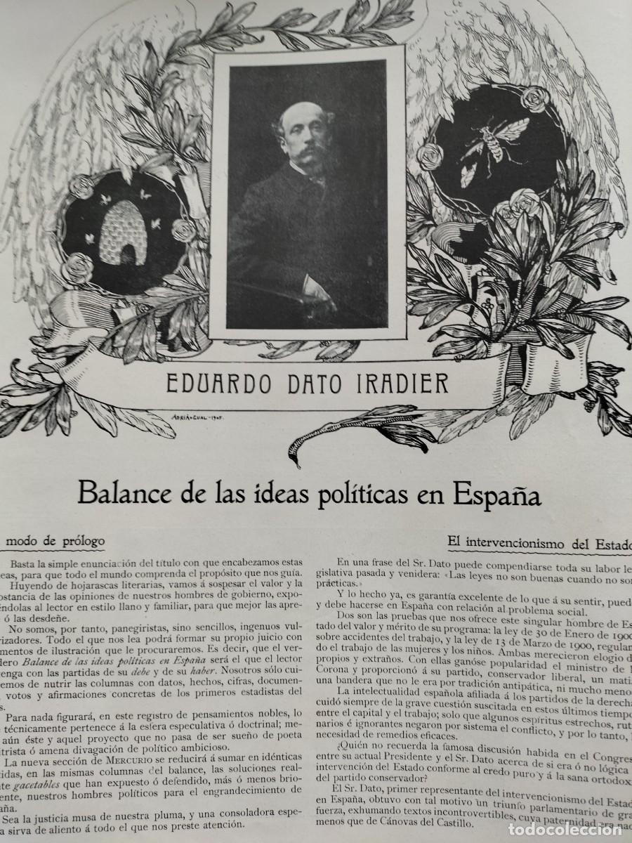 Coleccionismo de revistas y peri&oacute;dicos: BALANCE DE IDEAS POLITICAS EN ESPA&Ntilde;A EDUARDO DATO IRADIER 2 HOJAS REVISTA A&Ntilde;O 1905