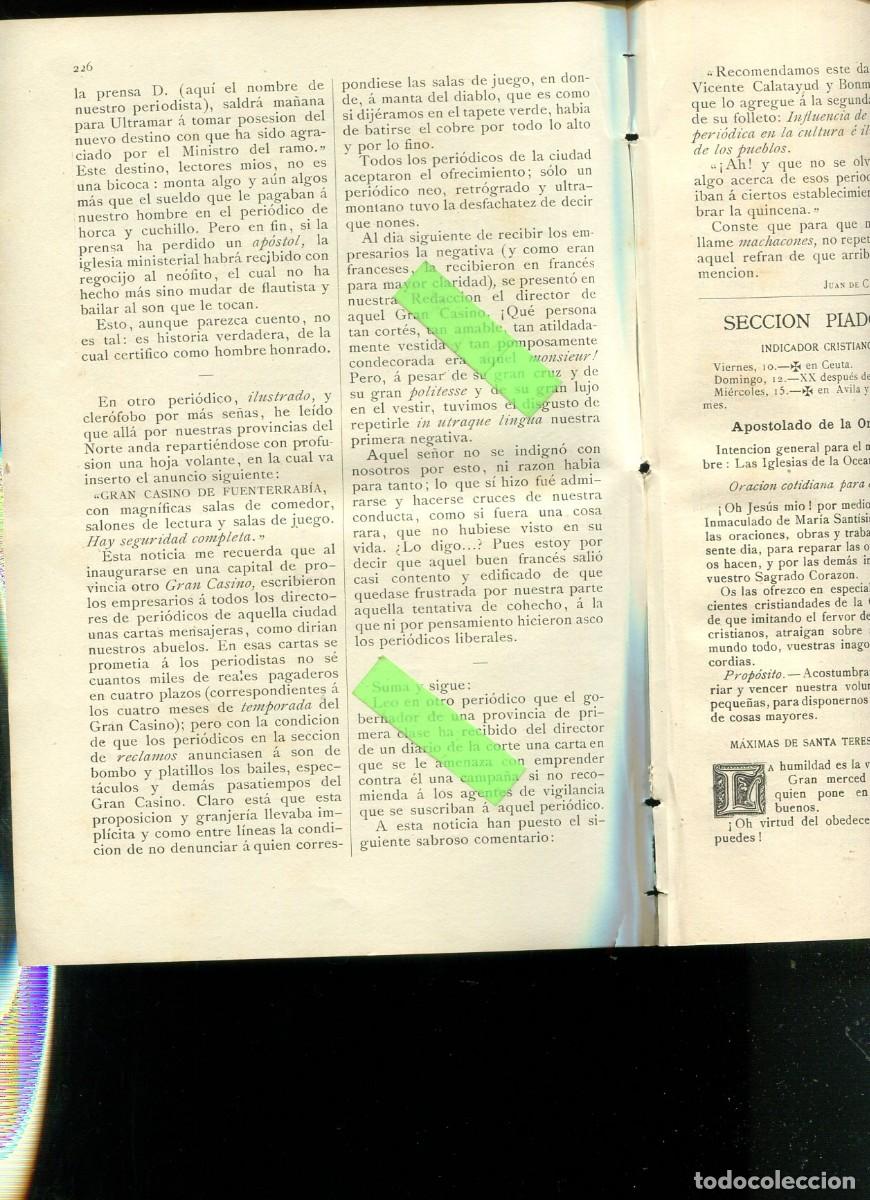Collezionismo di Riviste e Giornali: REVISTA A&Ntilde;O 1890 GRAN CASINO DE FUENTERRABIA ANA DE S. BARTOLOME SECRETARIA DE SANTA TERESA DE JESUS