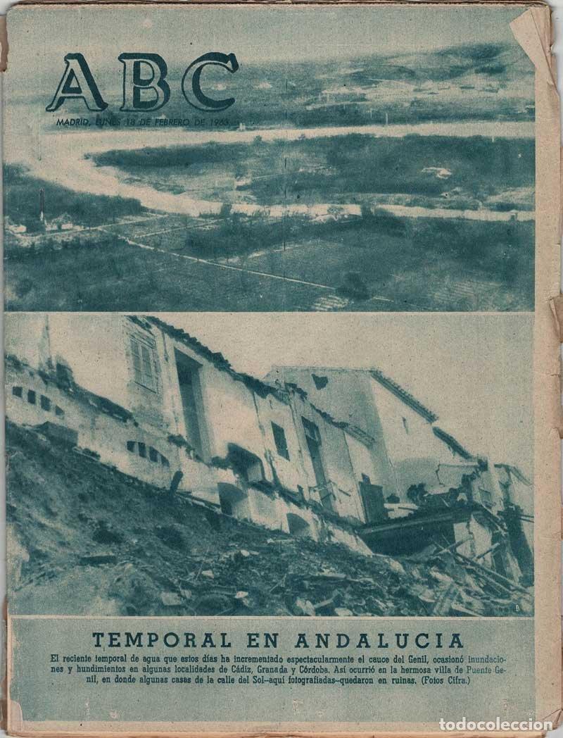 Coleccionismo de Revistas y Peri&oacute;dicos: Peri&oacute;dico ABC 18 febrero 1963. Temporal en Andaluc&iacute;a