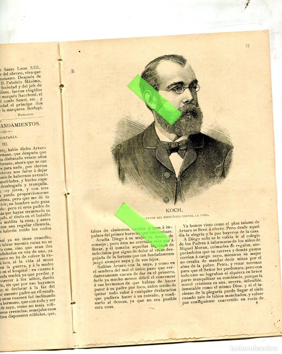 Collezionismo di Riviste e Giornali: REVISTA A&Ntilde;O 1891 ILUSTRACION MEDICO INVENTOR ROBERT KOCH TISIS TUBERCULOSIS FABRICAS D SABADELL LANA
